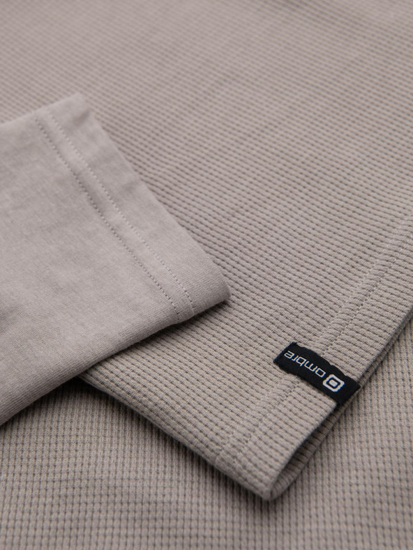 Ombre Clothing Мъжка сива памучна тениска с дълъг ръкав