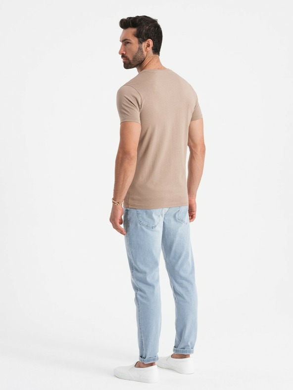 Ombre Clothing Сива мъжка памучна тениска с основно деколте Ombre Clothing