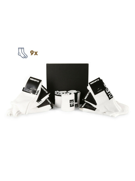 Nedeto Комплект от девет - Nedeto спортни високи бели чорапи