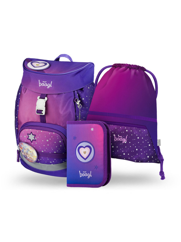 BAAGL  BAAGL КОМПЛЕКТ 3 AIRY Коне сърце: раница, моливник, торбичка