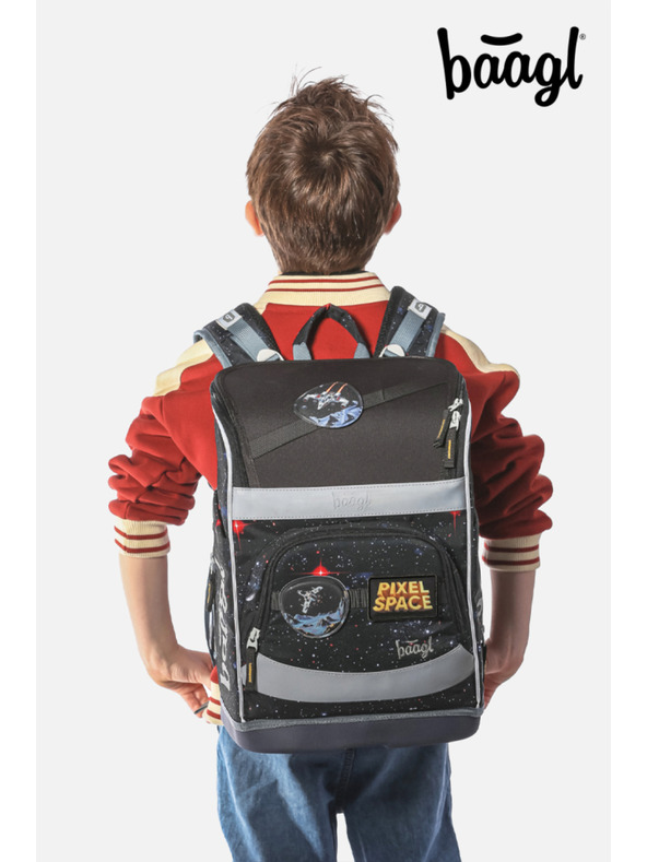 BAAGL  BAAGL КОМПЛЕКТ 3 Zippy plus Pixel Space: ученическа чанта, моливник, торбичка