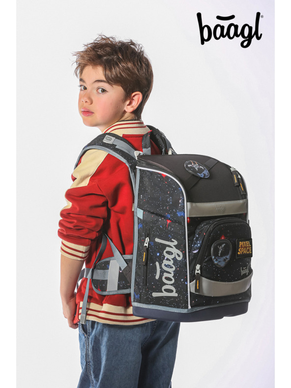 BAAGL  BAAGL КОМПЛЕКТ 3 Zippy plus Pixel Space: ученическа чанта, моливник, торбичка