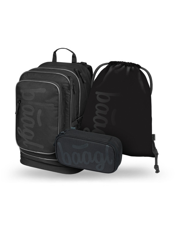 BAAGL  BAAGL СЕТ 3 Cubic Uni черен: раница, моливник, торбичка