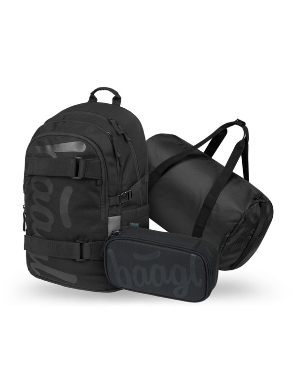 BAAGL  BAAGL КОМПЛЕКТ 3 Skate Uni черен: раница, моливник, спортна чанта