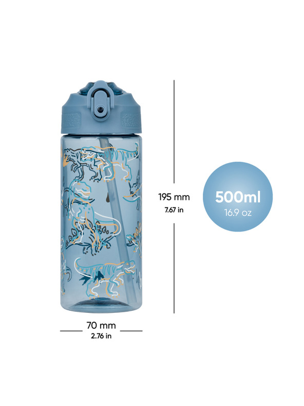 BAAGL  BAAGL Тританова бутилка за пиене с сламка Динозавър 500 мл