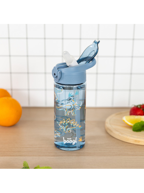BAAGL  BAAGL Тританова бутилка за пиене с сламка Динозавър 500 мл