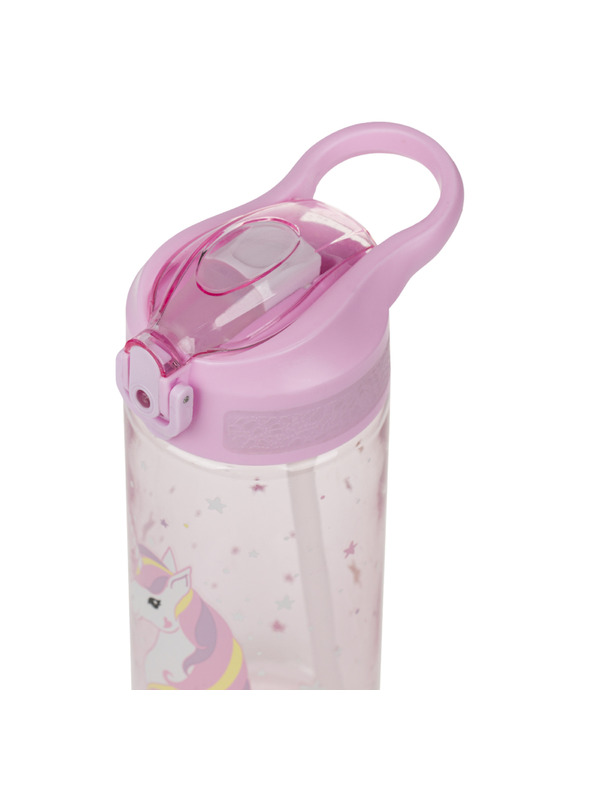 BAAGL  BAAGL Тританова бутилка за пиене с сламка Rainbow Unicorn 500 мл