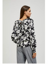 Moodo Черно-бяла флорална блуза Moodo