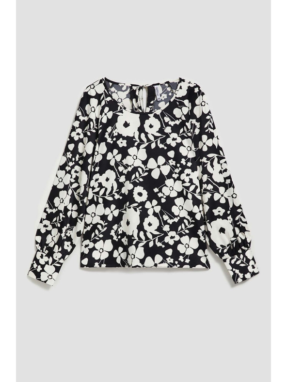 Moodo Черно-бяла флорална блуза Moodo