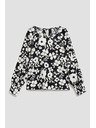 Moodo Черно-бяла флорална блуза Moodo
