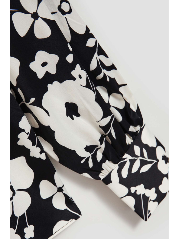 Moodo Черно-бяла флорална блуза Moodo