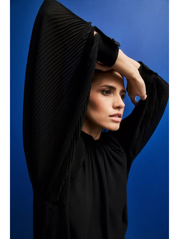 Moodo Черна блуза с прозрачни ръкави