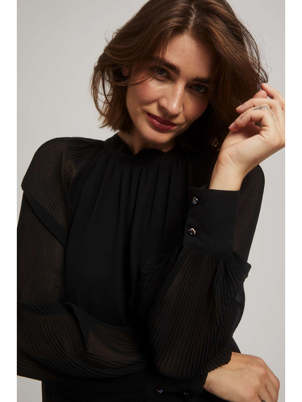 Moodo Черна блуза с прозрачни ръкави