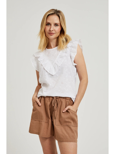 Moodo Бяла топ блуза с волани