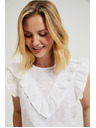 Moodo Бяла топ блуза с волани