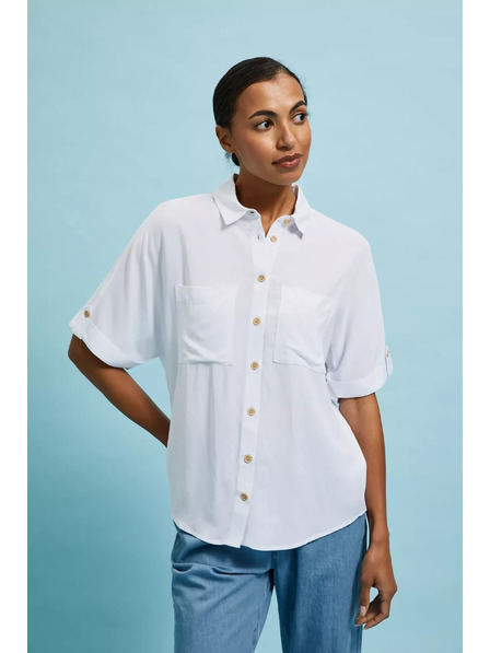 Moodo Бяла риза с къс ръкав