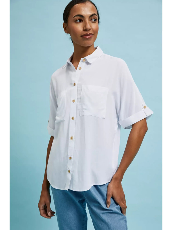 Moodo Бяла риза с къс ръкав