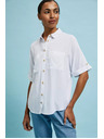 Moodo Бяла риза с къс ръкав