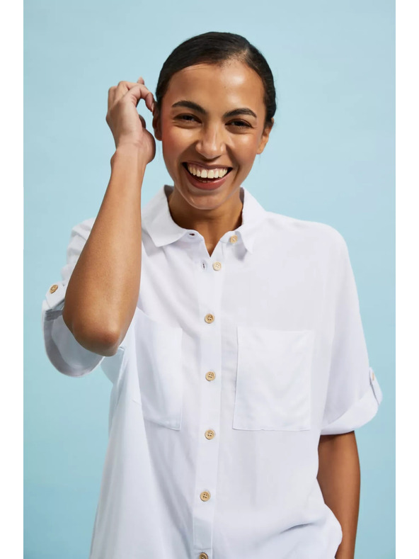 Moodo Бяла риза с къс ръкав