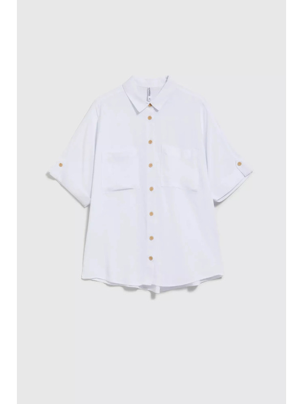 Moodo Бяла риза с къс ръкав