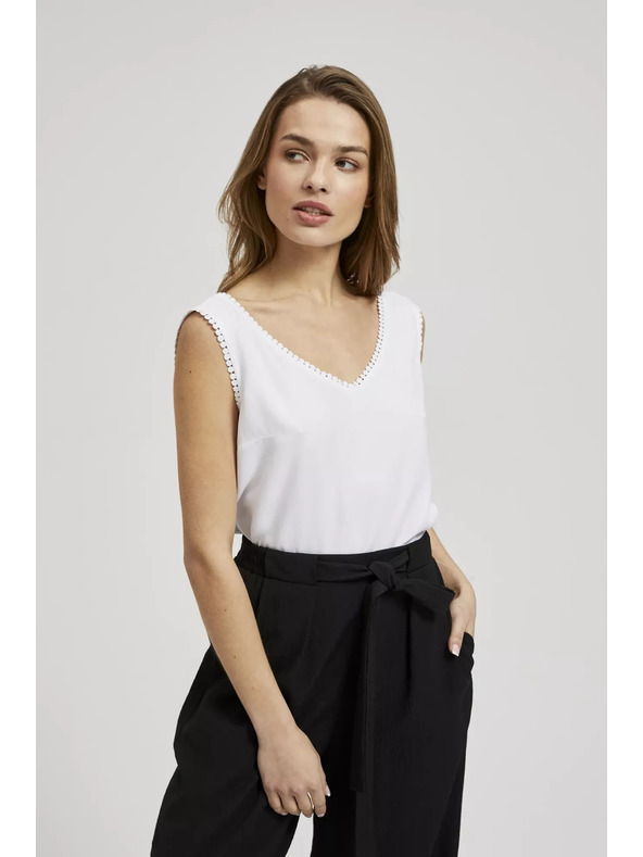 Moodo Бяла потник с декоративен кант