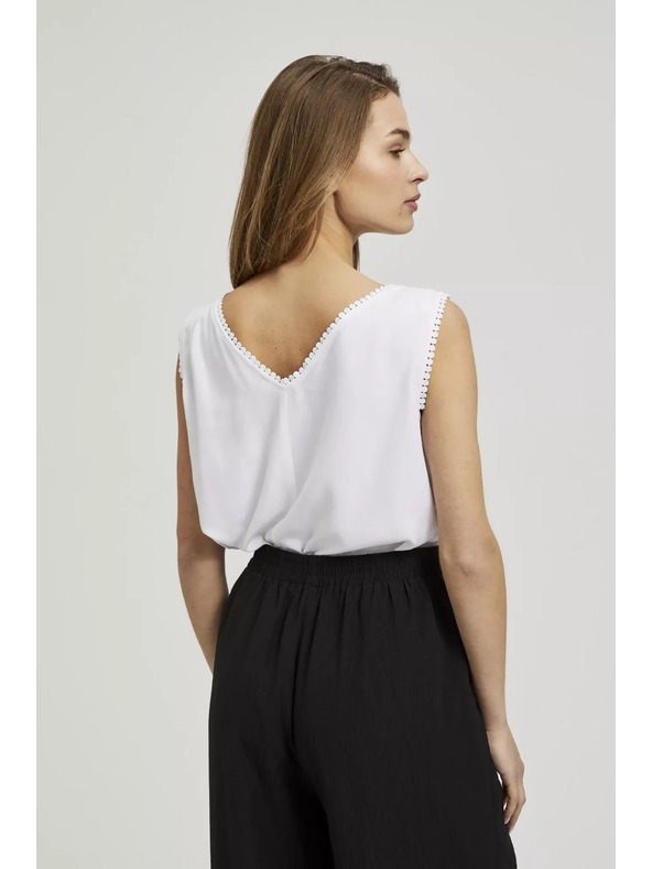 Moodo Бяла потник с декоративен кант