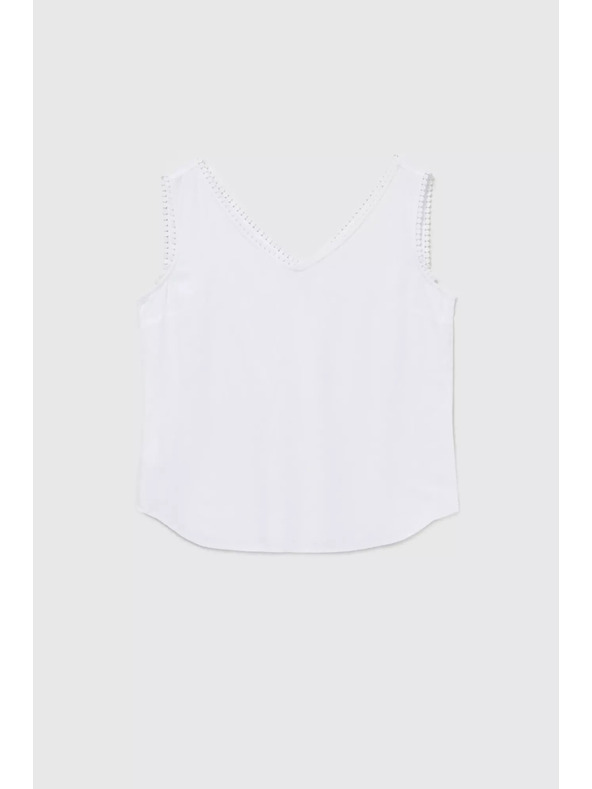 Moodo Бяла потник с декоративен кант