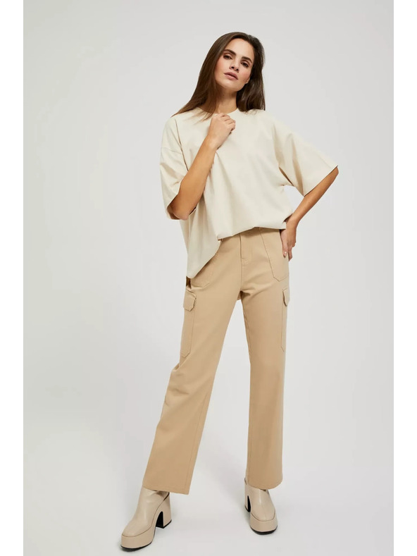 Moodo Бежови панталони с джобове