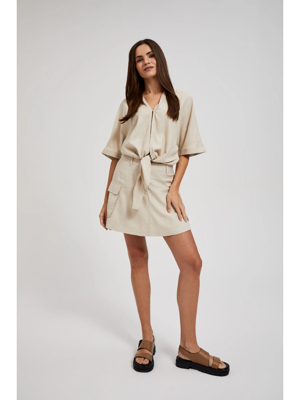 Moodo Кремави къси панталони с джобове