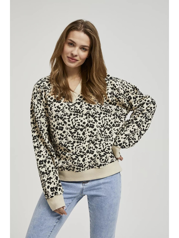 Moodo Щампован суитшърт с V-образно деколте