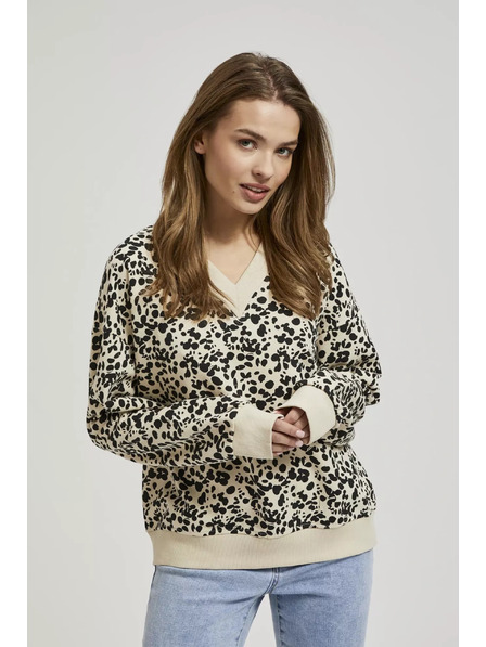 Moodo Щампован суитшърт с V-образно деколте