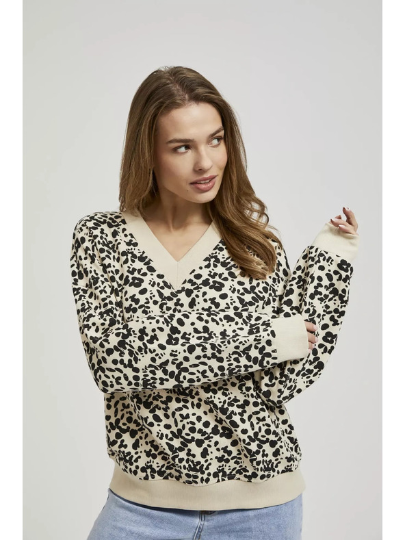 Moodo Щампован суитшърт с V-образно деколте