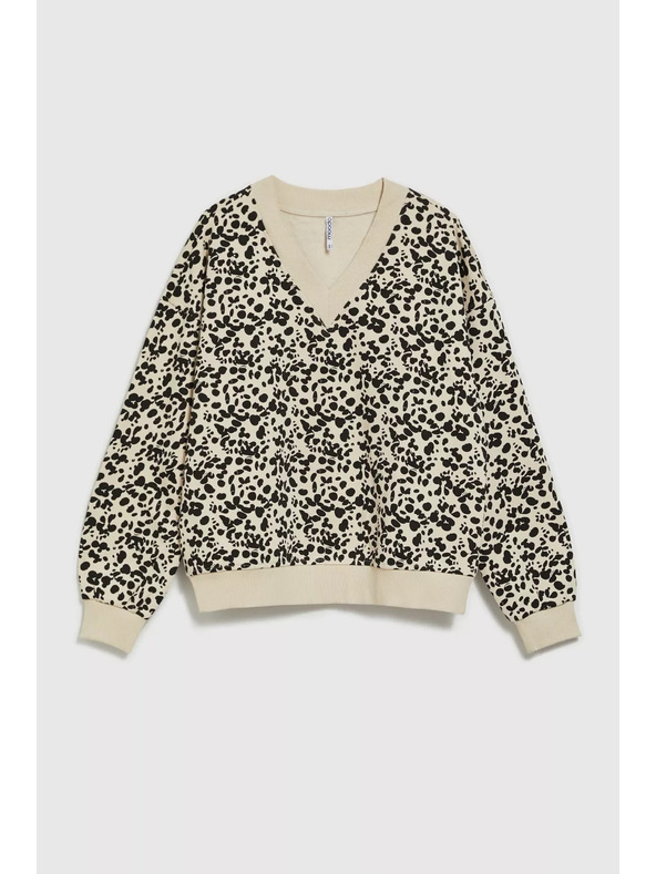 Moodo Щампован суитшърт с V-образно деколте