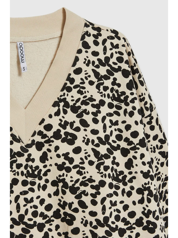 Moodo Щампован суитшърт с V-образно деколте