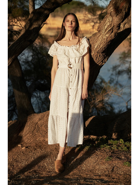 Moodo Дълга рокля със спаднали рамене