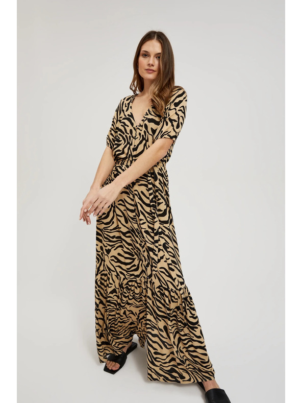 Moodo Бежови щампована рокля