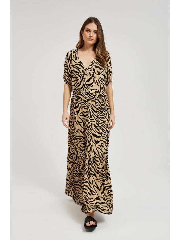 Moodo Бежови щампована рокля