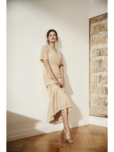 Moodo Кремави дантелени макси рокли