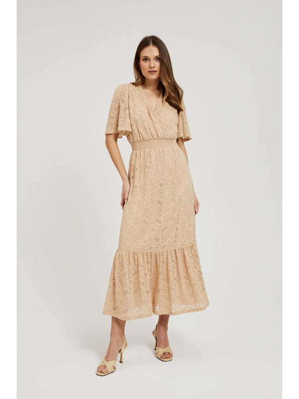 Moodo Кремави дантелени макси рокли