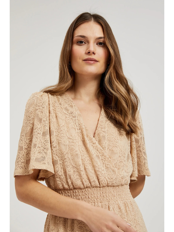 Moodo Кремави дантелени макси рокли