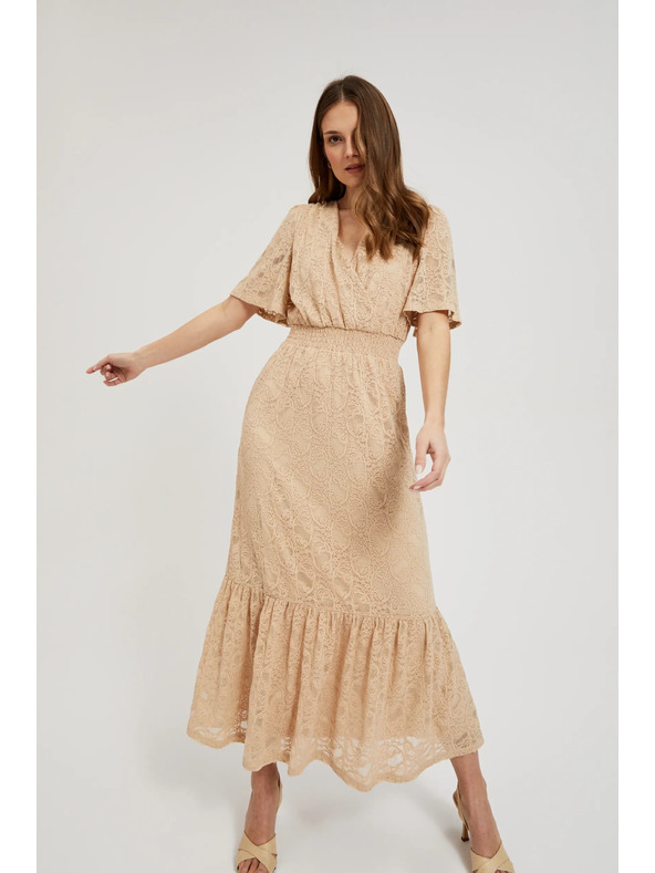 Moodo Кремави дантелени макси рокли