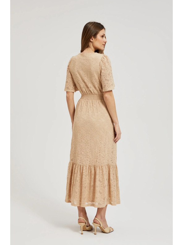 Moodo Кремави дантелени макси рокли