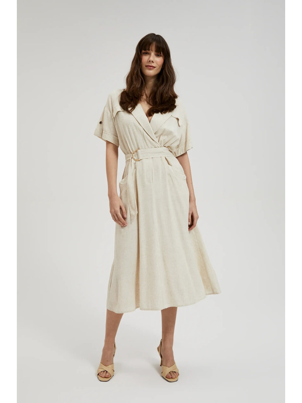 Moodo Бежова рокля с колан