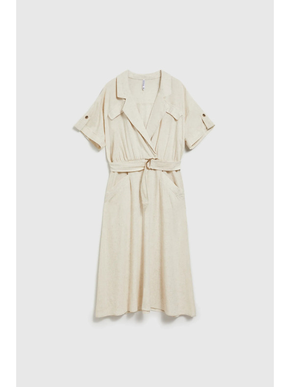 Moodo Бежова рокля с колан