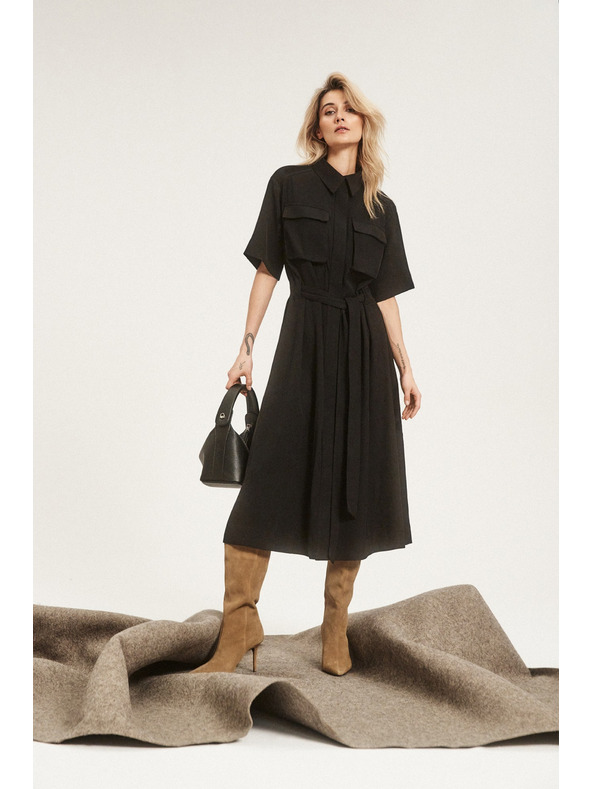 Moodo Черна ризова рокля