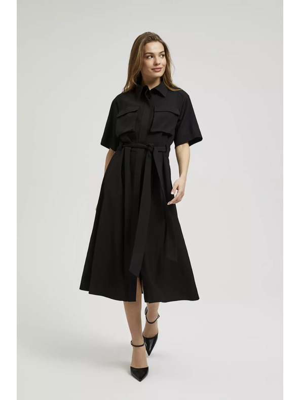 Moodo Черна ризова рокля