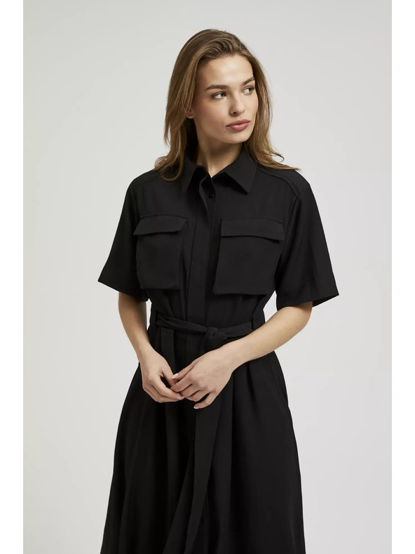 Moodo Черна ризова рокля