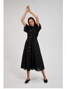 Moodo Черна ризова рокля с широки ръкави