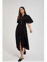 Moodo Черна ризова рокля с широки ръкави