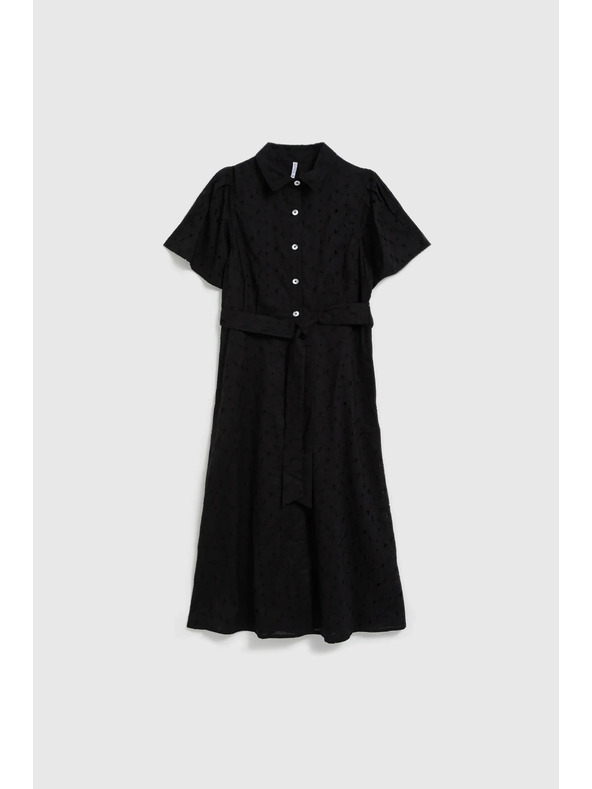 Moodo Черна ризова рокля с широки ръкави